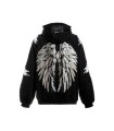 Sudadera MWM negra con cremallera y alas con lentejuelas