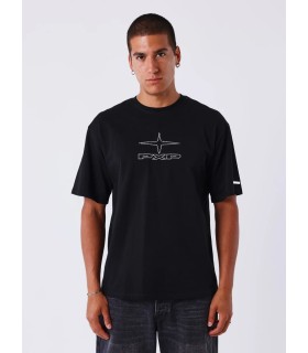 Camiseta Pxp negra con perlas y dibujo espalda