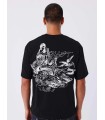 Camiseta Pxp negra con perlas y dibujo espalda