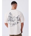 Camiseta Pxp beige con perlas y dibujo espalda