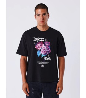Caniseta PXP negra con flores