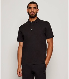 Polo negro Hugo logo metal