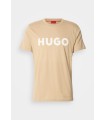 camiseta hugo beige logo blanco
