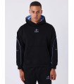 SUDADERA PXP NEGRA DETALLES AZUL CON LOGO AZUL EN ESPALDA
