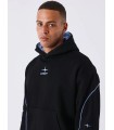 SUDADERA PXP NEGRA DETALLES AZUL CON LOGO AZUL EN ESPALDA