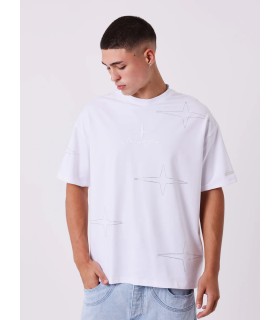 CAMISETA PXP BLANCA BRILLOS EN FORMA DE ESTRELLA