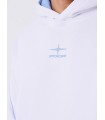 SUDADERA PXP BLANCA DETALLES AZUL CON LOGO AZUL EN ESPALDA