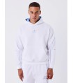 SUDADERA PXP BLANCA DETALLES AZUL CON LOGO AZUL EN ESPALDA