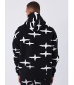 SUDADERA PXP NEGRA ESTAMPADO DE ESTRELLAS BLANCO