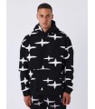 SUDADERA PXP NEGRA ESTAMPADO DE ESTRELLAS BLANCO