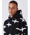 SUDADERA PXP NEGRA ESTAMPADO DE ESTRELLAS BLANCO