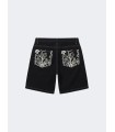 PANTALON CORTO NEGRO BOLSILLOS CON FLORES PXP
