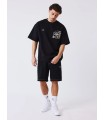 CAMISETA NEGRA BOLSILLO CON FLORES PXP