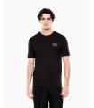 CAMISETA NEGRA EA7 LOGO PEQUEÑO DORADO