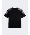 CAMISETA NEGRA PXP CON FLORES EN MANGA