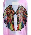 Camiseta MWM rosa descolorida con alas multicolor
